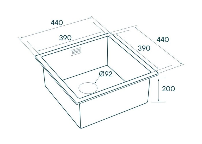 Мойка для кухни нержавеющая 440х440мм Paulmark ALLER, брашированная нерж.сталь - PM904444-BS
