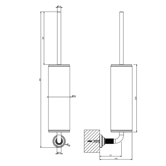 Ершик для унитаза, подвесной, Gessi Venti20, белый/хром арт. 65419#031