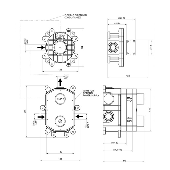 Встраиваемая часть для электронного смесителя, Gessi, арт. 44665#031