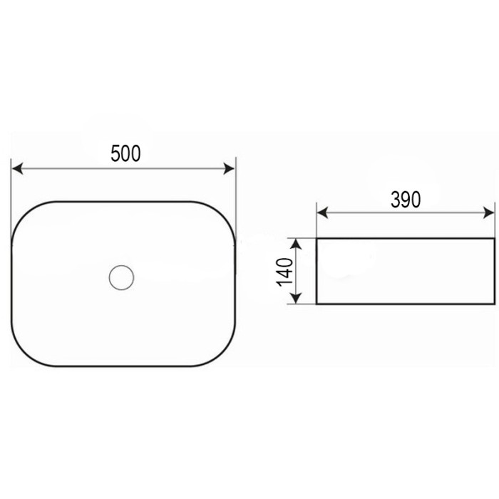 Раковина 500x390x140 накладная, черная, Azario - AZ-2195-MB