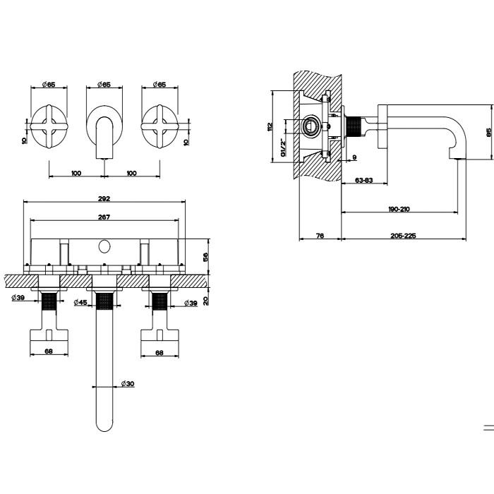 Смеситель для раковины, встраиваемый, Gessi Inciso, хром арт. 58190#031