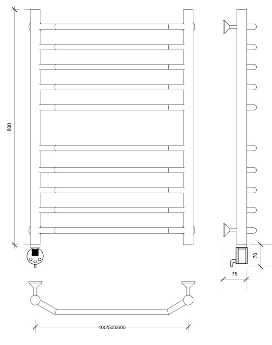 Полотенцесушитель электрический 80x60 Агата 4 Secado арт. 4673739232125