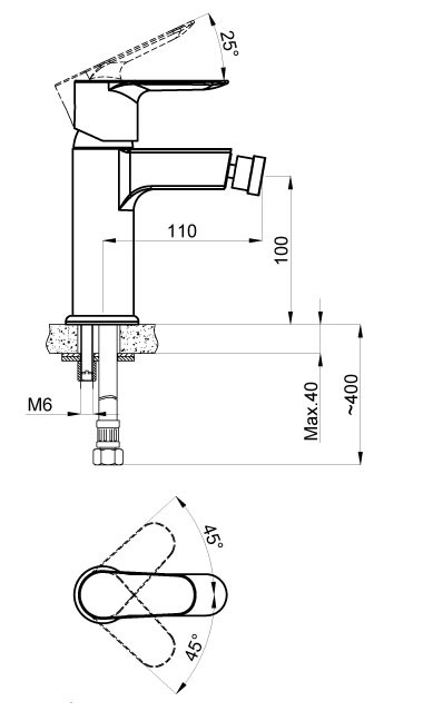 Смеситель для биде, хром, Azario LEYA арт. AZ-15926601