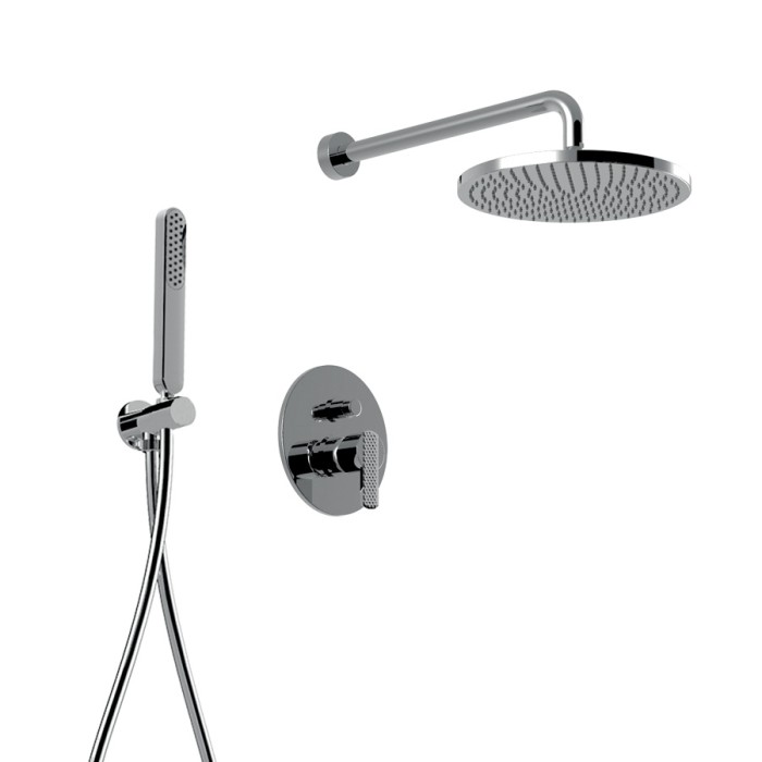 Внешняя часть встраиваемого смесителя для душа однорычажный с дивертером, верхний душ латунь, ручной душ, Giulini Surf deluxe, хром арт. 5813KB-EPDL