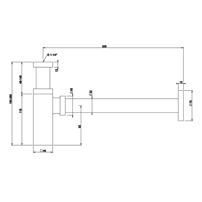 Сифон для раковины квадратный, под донный клапан, Gessi Eleganza, 01410#031 цвет: хром