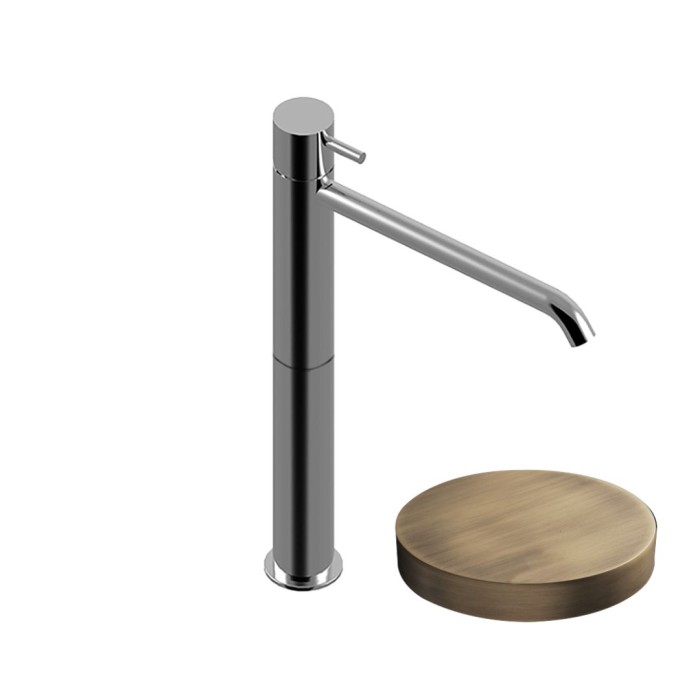 Высокий однорычажный смеситель для раковины, с удлиненным изливом, без д/к, Giulini My future, бронза матовая арт. 5939/SCBROP