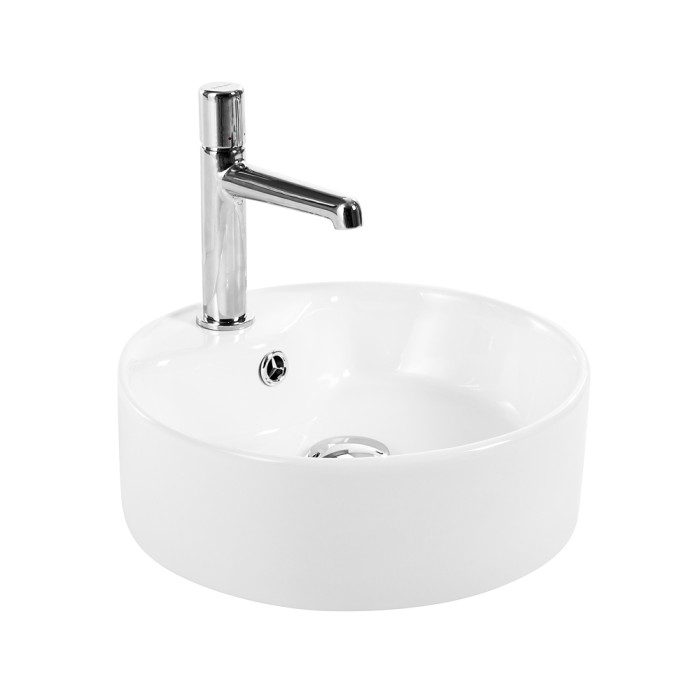 Раковина накладная керамическая 370x370x125, круглая, BelBagno, глянцевый белый арт. BB1400
