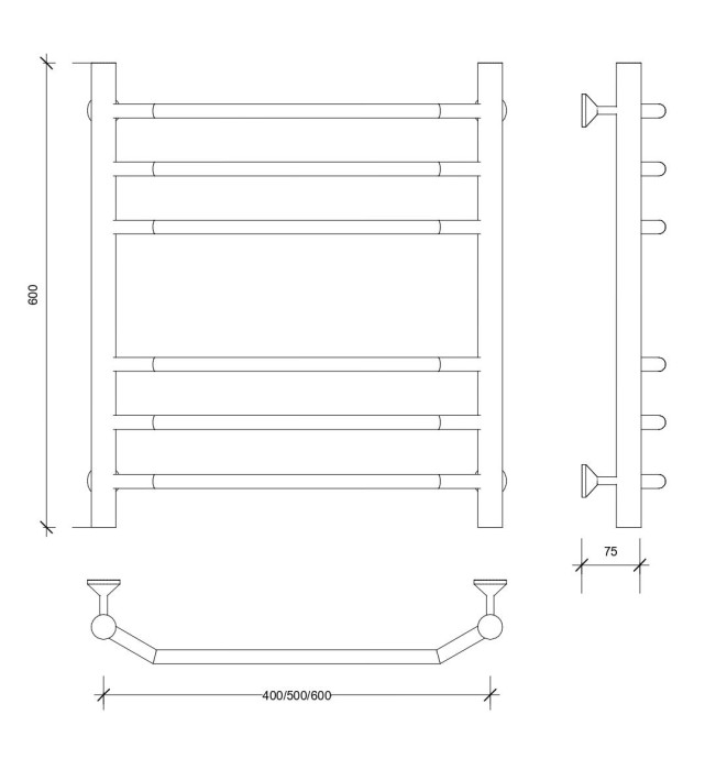 Полотенцесушитель водяной 60x40 Агата 3 (хром) Secado арт. 4603777444303
