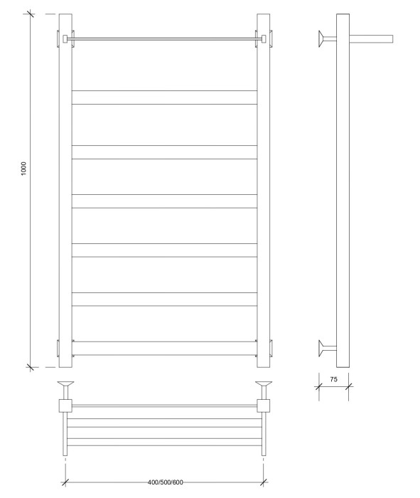 Полотенцесушитель водяной 100x50 Комано 1 СП (хром) Secado арт. 4603759400761