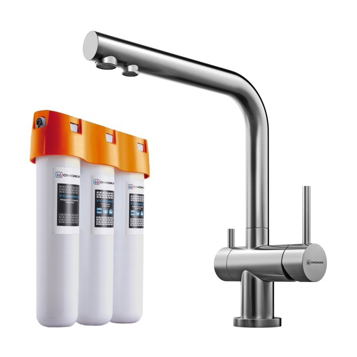 Комплект смеситель + фильтр Nagano-BN + Pure drop Lite Omoikiri арт. 4011.8028