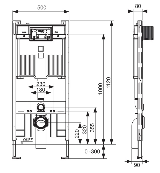 Система инсталляции для унитазов TECE Profil глубина 8см, арт. 9300500