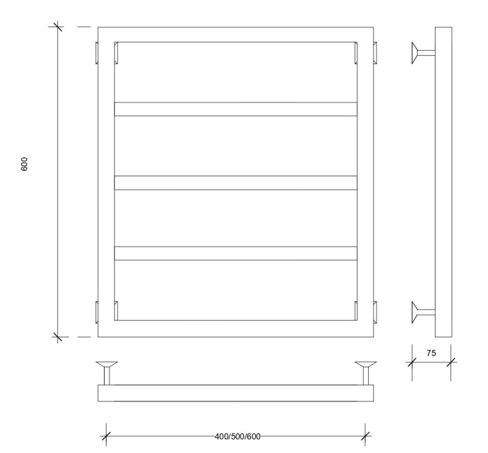 Полотенцесушитель водяной 60x50 Парма 2 (черный) Secado арт. 4673739246818