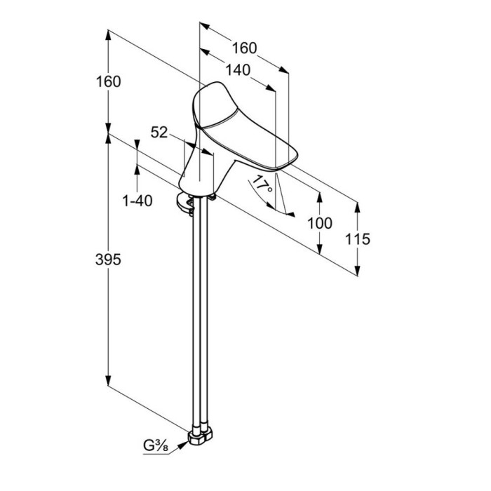 Однорычажный смеситель на умывальник dn15, без донного клапана, ambienta Kludi, хром - 530260575