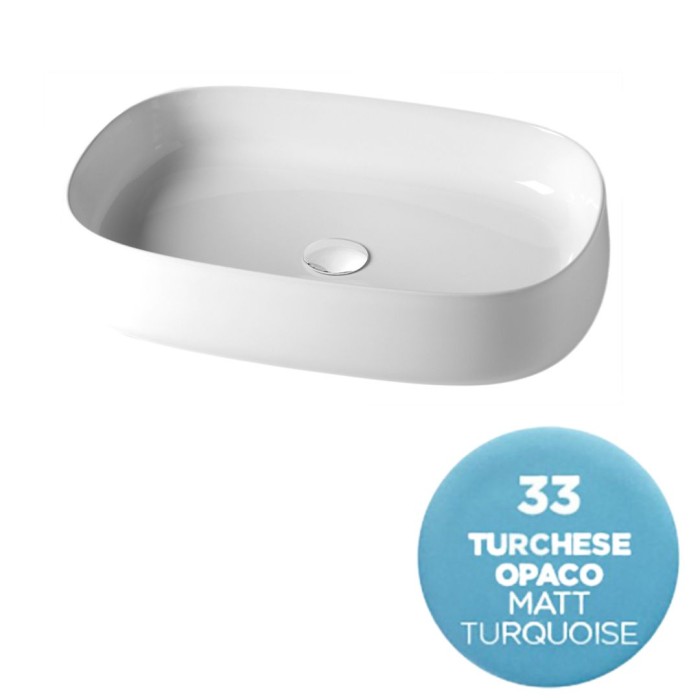 Накладная раковина, 62x42xh13 см, Olympia ceramica Paddle, голубой матовый арт. PAD4B60033