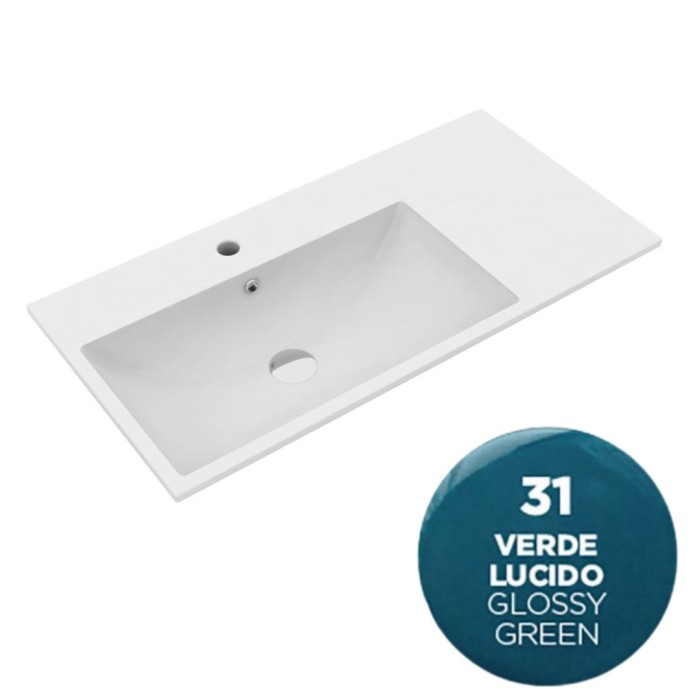 Раковина 75x45 см, с 1 отв. подвесная, встраиваемая, Olympia ceramica Tutto evo, зеленый глянцевый арт. TUE4875131