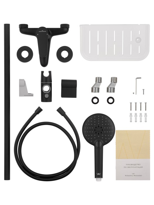 Смеситель для ванны с душевым гарнитуром, Wonzon & Woghand Alfa, WW-AE3201-MB цвет: черный