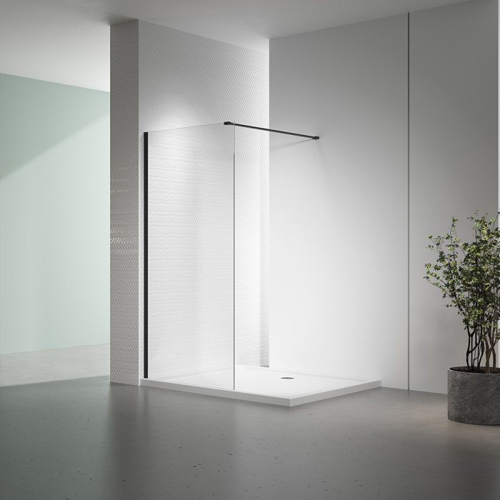 Душевая перегородка 900x2000, Veconi Korato, черный, стекло прозрачное арт. KR72B-90-01-C7