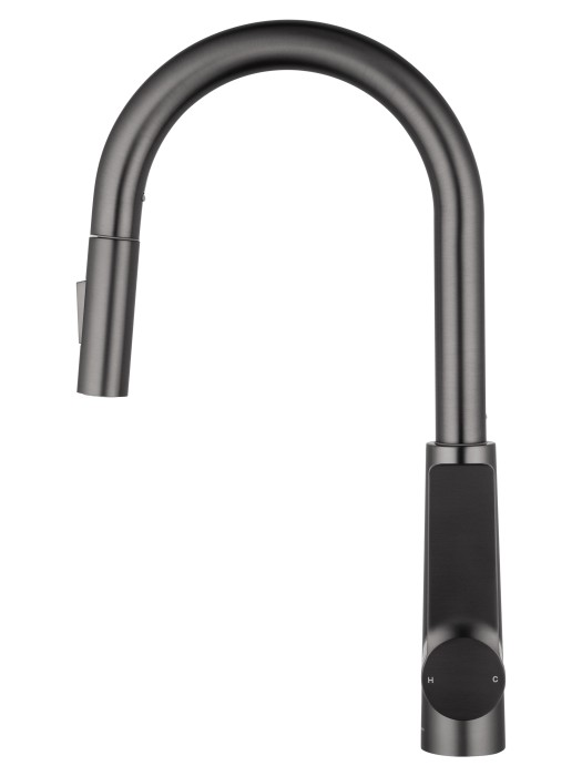 Смеситель для кухни с выдвижным изливом, Wonzon & Woghand, WW-A20782-BGG цвет: графит