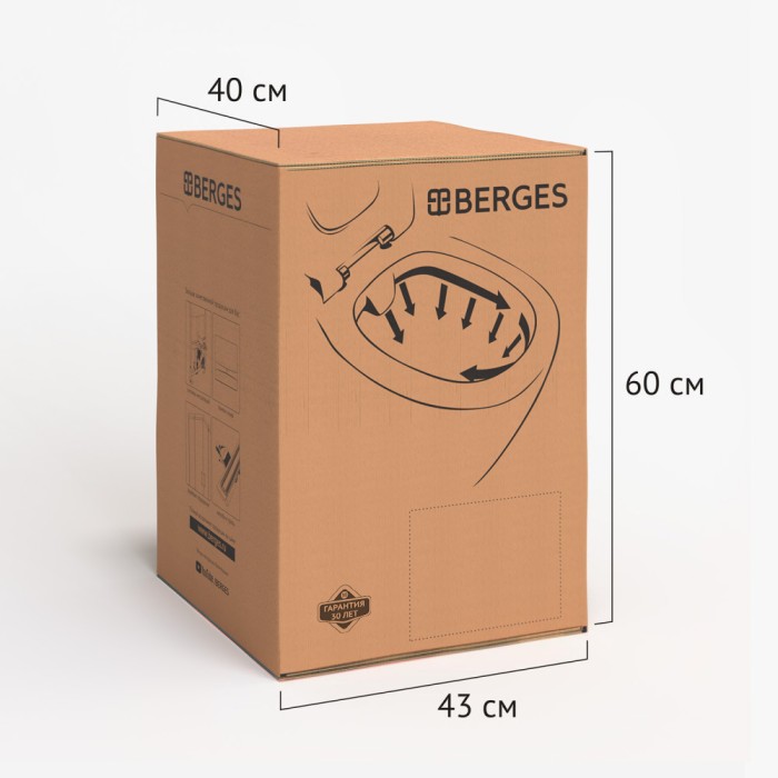 Унитаз BERGES EGO XL, сиденье дюропласт Okus Slim SO, арт. 082138