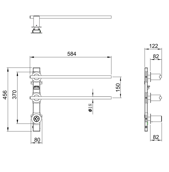 Полотенцесушитель электрический встраиваемый, Wonzon & Woghand Dortmund, WW-A362-GM цвет: графит