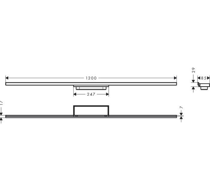 Внешняя часть трапа для душа Minimalistic, 120 см, с регулировкой по высоте RainDrain Hansgrohe, хром арт. 56223000