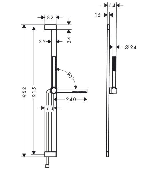 Душевой гарнитур EcoSmart+ со штангой 90см, Pulsify S Hansgrohe, хром арт. 24383000