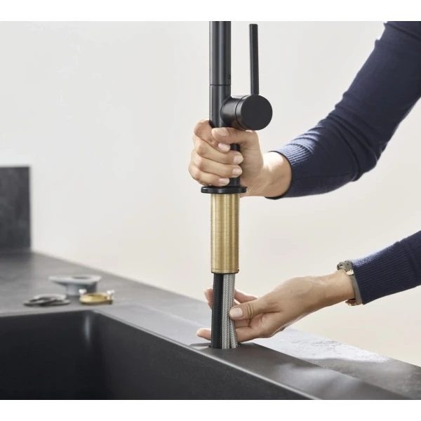 Смеситель для кухни, с вытяжным душем, Hansgrohe Talis M54, черный арт. 72801670