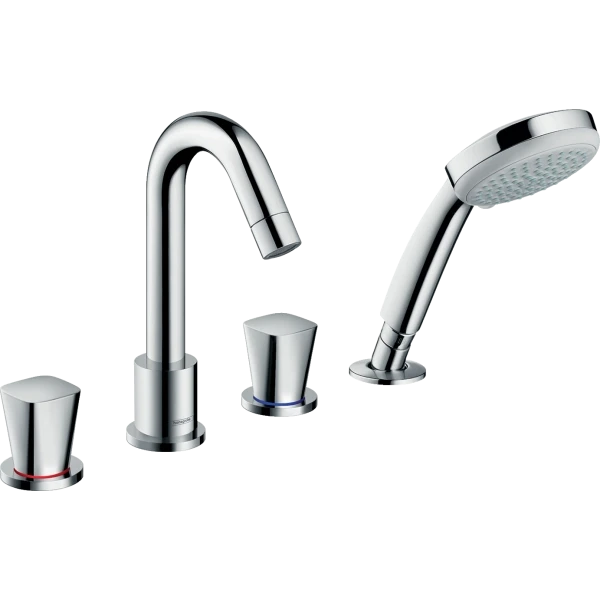 Смеситель для ванны на 4 отверстия, с душевым гарнитуром, Hansgrohe Logis, хром арт. 71314000