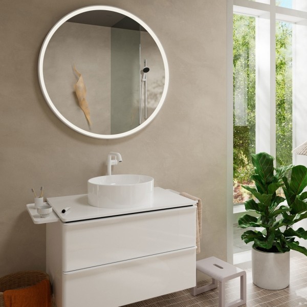 Смеситель для раковины Fine, CoolStart, EcoSmart+, cо сливным гарнитуром Push-Open, Hansgrohe Tecturis S, белый арт. 73370700