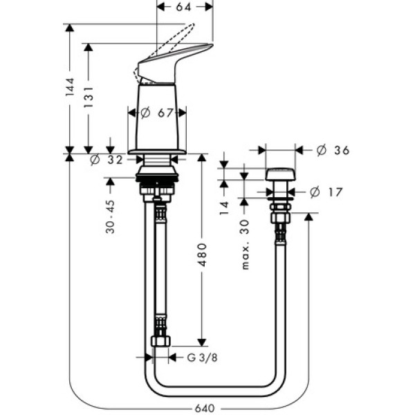 Смеситель для биде с вертикальной струей, Hansgrohe Logis, хром арт. 71629000