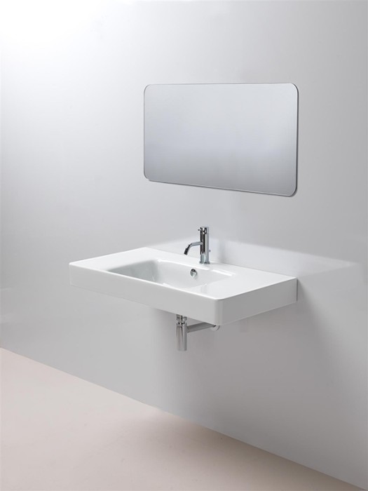 Подвесная раковина 100х50х19 см, широкие бортики, санфаянс, Sand GSI арт. 9051111