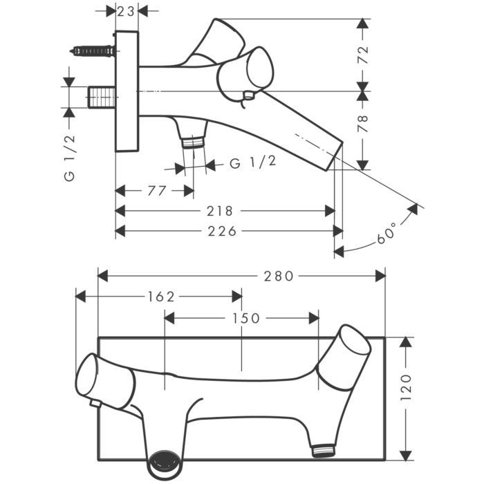 Термостат для ванны Starck Organic Axor, хром арт. 12410000