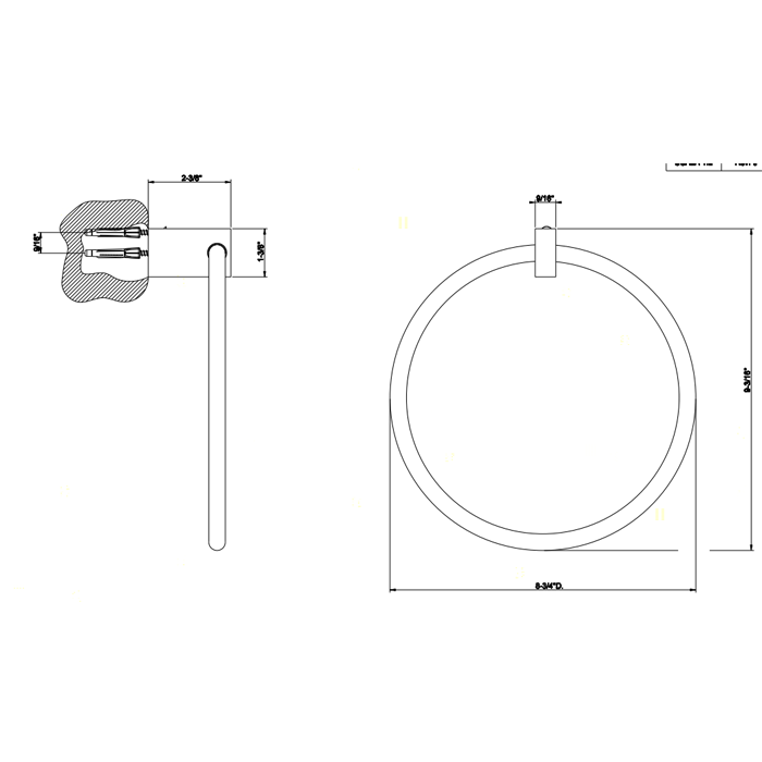 Полотенцедержатель "кольцо" 22см., подвесной, Gessi Rettangolo, хром арт. 20909#031