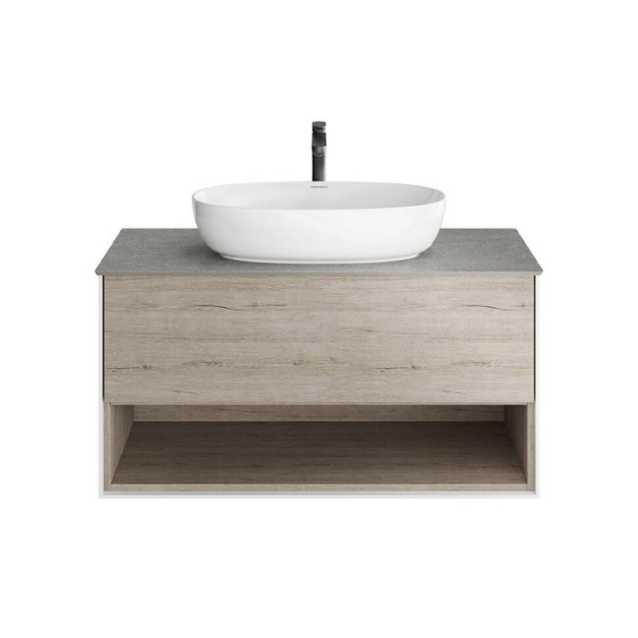 Тумба подвесная 100см, 1 ящик + полка, Plaza modern Kerama Marazzi, коричневый - PLB.M.100.1\OAK.O