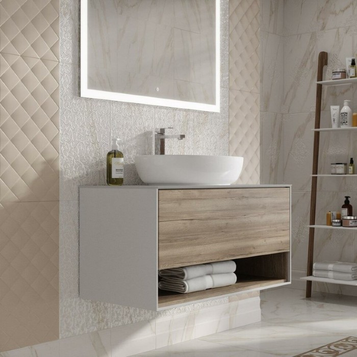 Тумба подвесная 100см, 1 ящик + полка, Plaza modern Kerama Marazzi, коричневый - PLB.M.100.1\OAK.O