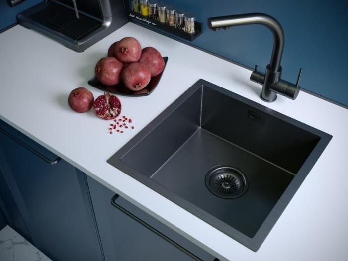 Мойка для кухни нержавеющая 440х440мм Paulmark ALLER, вороненая сталь, PVD - PM904444-GM