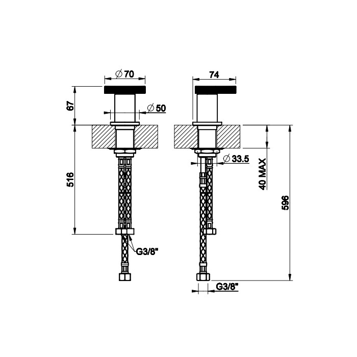 Смеситель для раковины без излива, Gessi Anello, хром арт. 63400#031