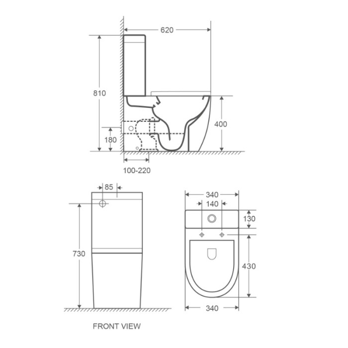 Унитаз-компакт 620х340х810 напольный, безободковый, в комплекте с сиденьем микролифт, Azario Mitta арт. AZ-2128
