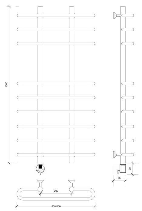 Полотенцесушитель электрический 100x20x60 Венеция 5 Secado арт. 4673739234280