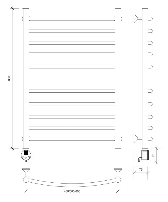 Полотенцесушитель электрический 80x60 Милан 4 Secado арт. 4673739238684