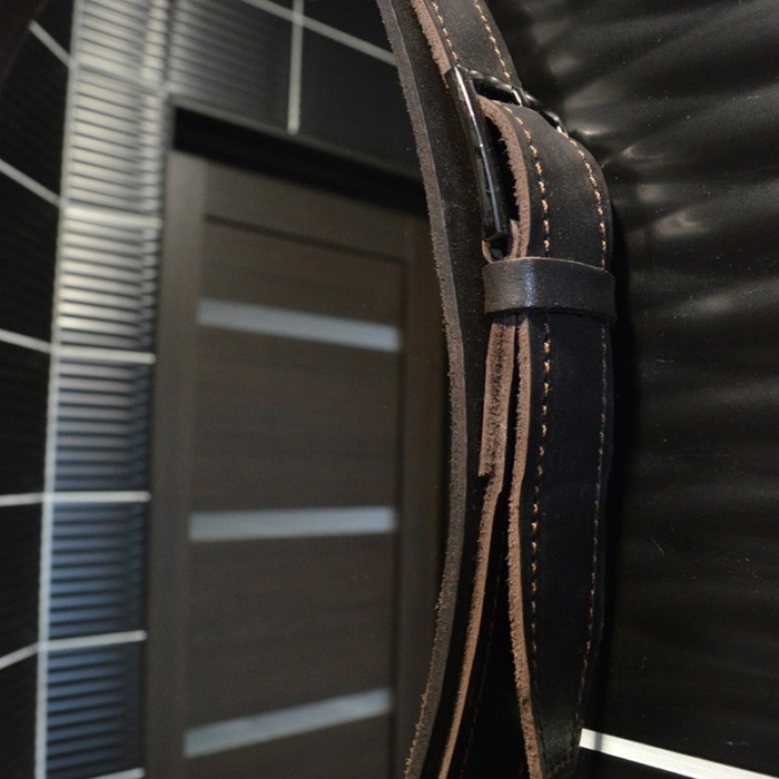 Зеркало D610 c подсветкой и диммером, бесконтактный сенсор, коричн кожа, Azario Капитан - LED-00002332