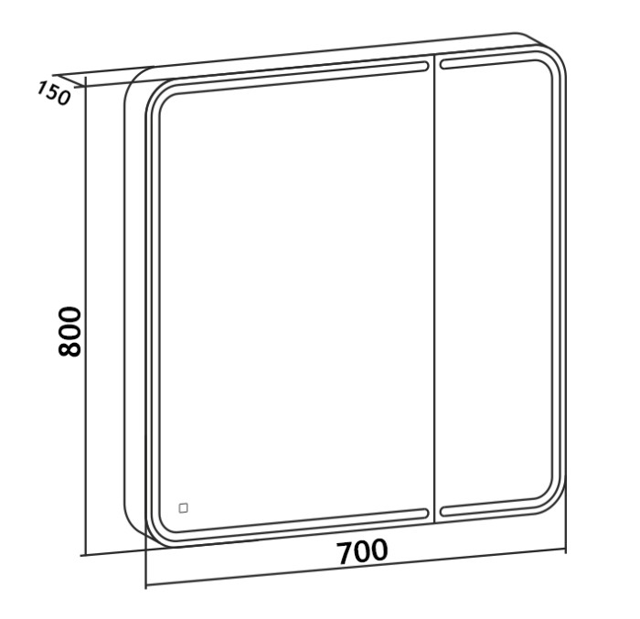 Зеркало-шкаф 1Л 700х800 c подсветкой и диммером, Azario Капитан - CS00072835