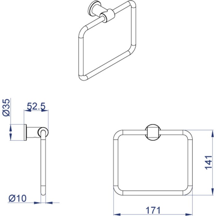 Полотенцедержатель, хром, Azario Forny - AZ-88311A
