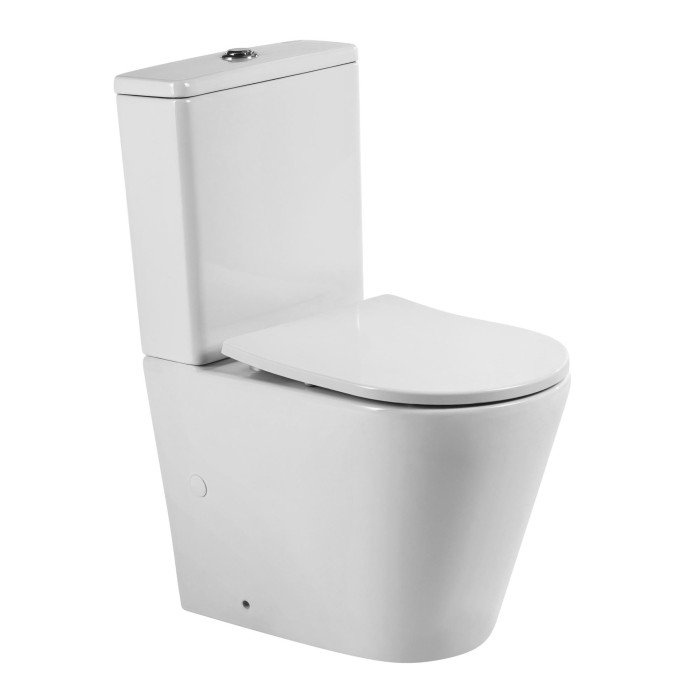 Унитаз-компакт безободковый со смывом TORNADO, BelBagno, белый глянцевый, FLAY-R арт. BB2149CP-TOR/BB2149T/BB2031SC