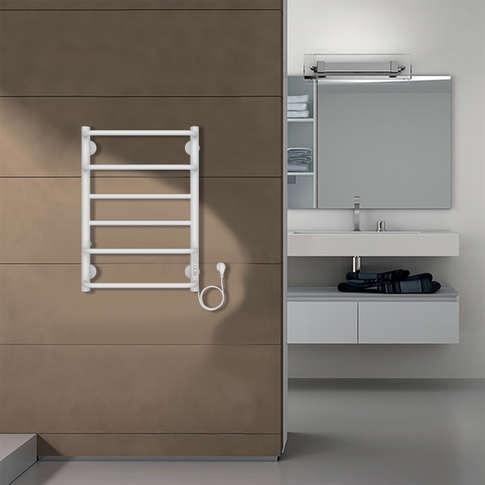 Полотенцесушитель электрический 400/600 6 секций, диммер справа, белый, Milan Azario - AZ90846W