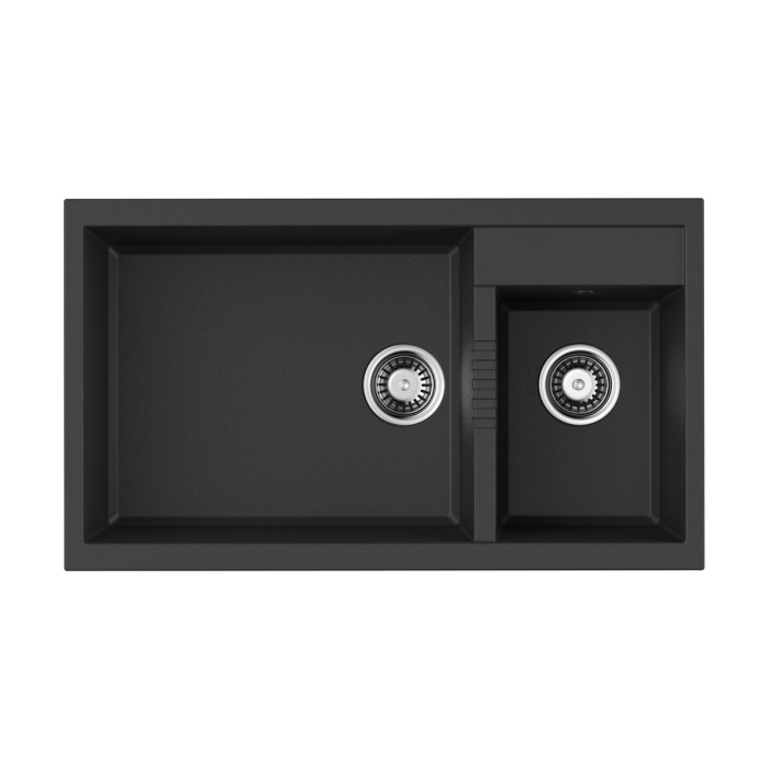 Кухонная мойка Omoikiri Tedori 86-2-LB-BL Tetogranit, цвет черный арт. 4993932