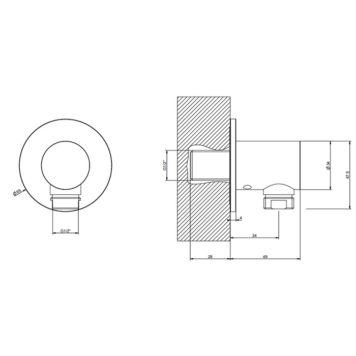 Вывод воды на 1/2", Gessi 316, brushed black metal pvd арт. 54269#707
