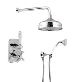 Внешняя часть термостатического душевого набора, душевой набор, настенный кронштейн, душевая лейка из латуни, d200, Giulini Londra, хром арт. 8282/67EP