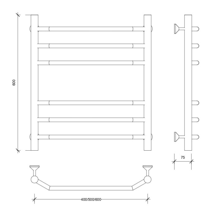 Полотенцесушитель водяной 60x50 Агата 3 (хром) Secado арт. 4603759405308