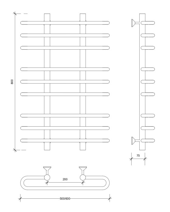 Полотенцесушитель водяной 80x20x50 Венеция 3 (хром) Secado арт. 4603759405766